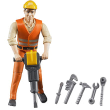 Load image into Gallery viewer, Bruder Construction Worker with Accessories