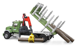 MACK Granite Timber Truck with Loading Crane, Grab and 3 Trunks