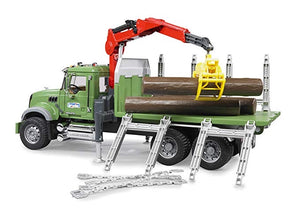 MACK Granite Timber Truck with Loading Crane, Grab and 3 Trunks